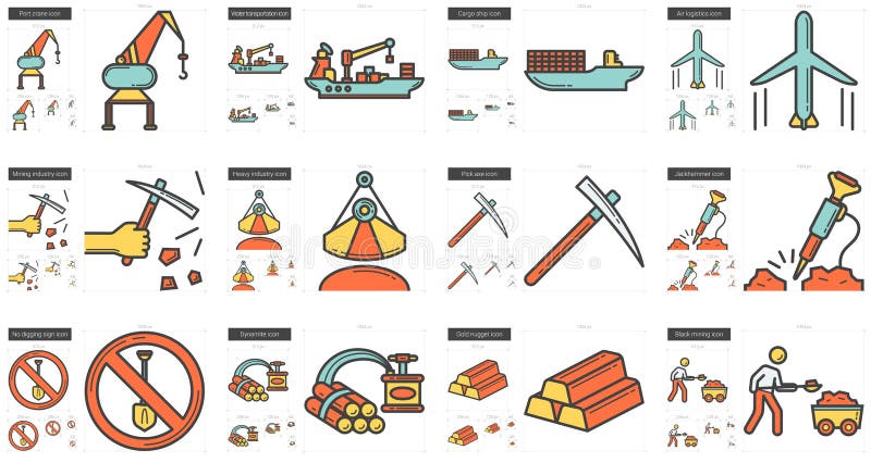 Linha grupo da indústria do ícone ilustração stock Linha grupo da indústria do ícone ilustração stock