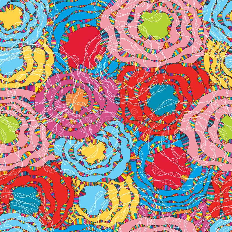 Linha linha teste padrão sem emenda do círculo da onda da mosca ilustração royalty free Linha linha teste padrão sem emenda do círculo da onda da mosca ilustração royalty free