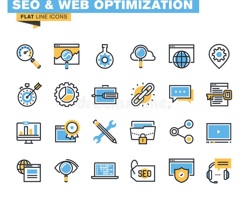 Pacote de ícones flat line modernos para designers e desenvolvedores ilustração do vetor