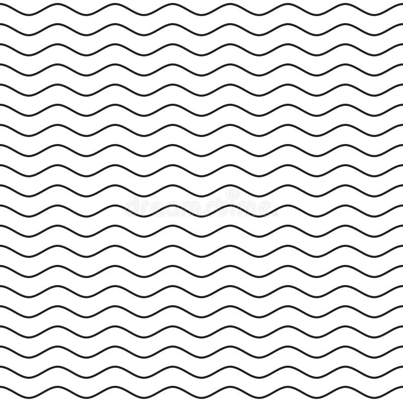 Padrão contínuo de linha preta ondulada ilustração royalty free