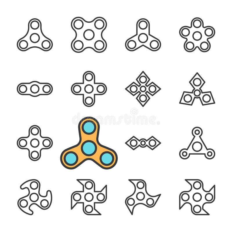 Linha preta grupo do vetor do ícone do girador da mão ilustração royalty free Linha preta grupo do vetor do ícone do girador da mão ilustração royalty free