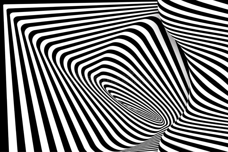 Linha preta ilusão do branco 3d da distorção ilustração royalty free Linha preta ilusão do branco 3d da distorção ilustração royalty free