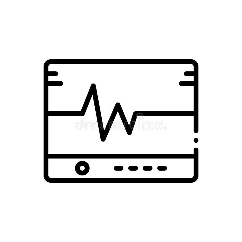 Linha preta ícone para Flatlining, corda de salvamento e ecg ilustração do vetor Linha preta ícone para Flatlining, corda de salvamento e ecg ilustração do vetor