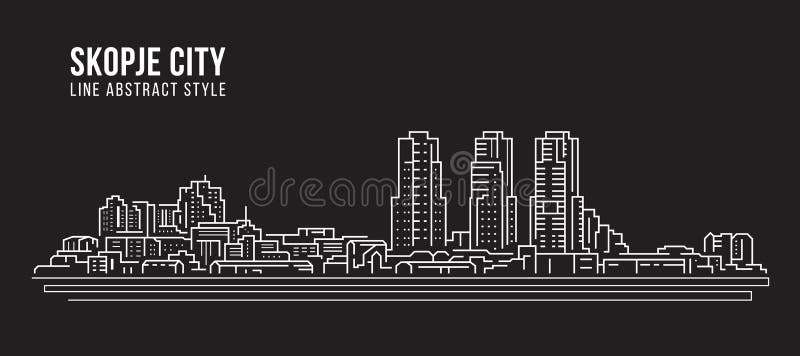Linha projeto da construção da arquitetura da cidade da ilustração do vetor da arte - cidade de Skopje ilustração do vetor Linha projeto da construção da arquitetura da cidade da ilustração do vetor da arte - cidade de Skopje ilustração do vetor
