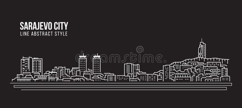 Cityscape Building Line art Vector Illustration design - Sarajevo city. Cityscape Building Line art Vector Illustration design - Sarajevo city