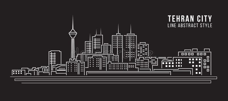Linha projeto da construção da arquitetura da cidade da ilustração do vetor da arte - cidade de tehran ilustração do vetor Linha projeto da construção da arquitetura da cidade da ilustração do vetor da arte - cidade de tehran ilustração do vetor