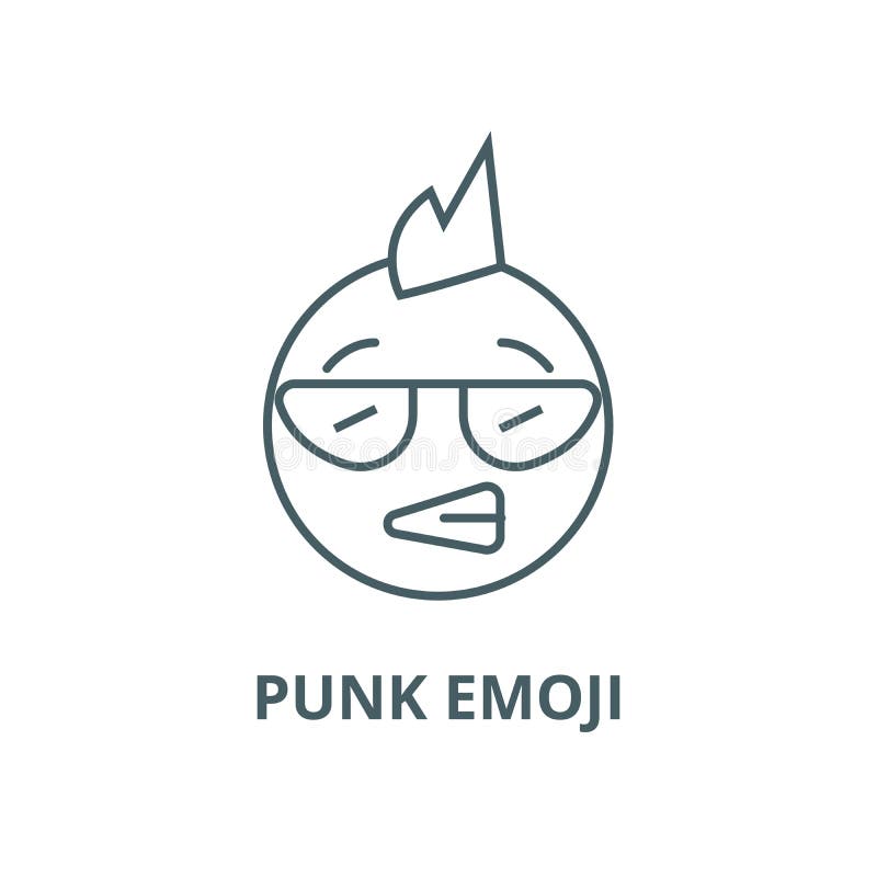 rosto de emoji punk triste com cabelo rosa e ilustração vetorial