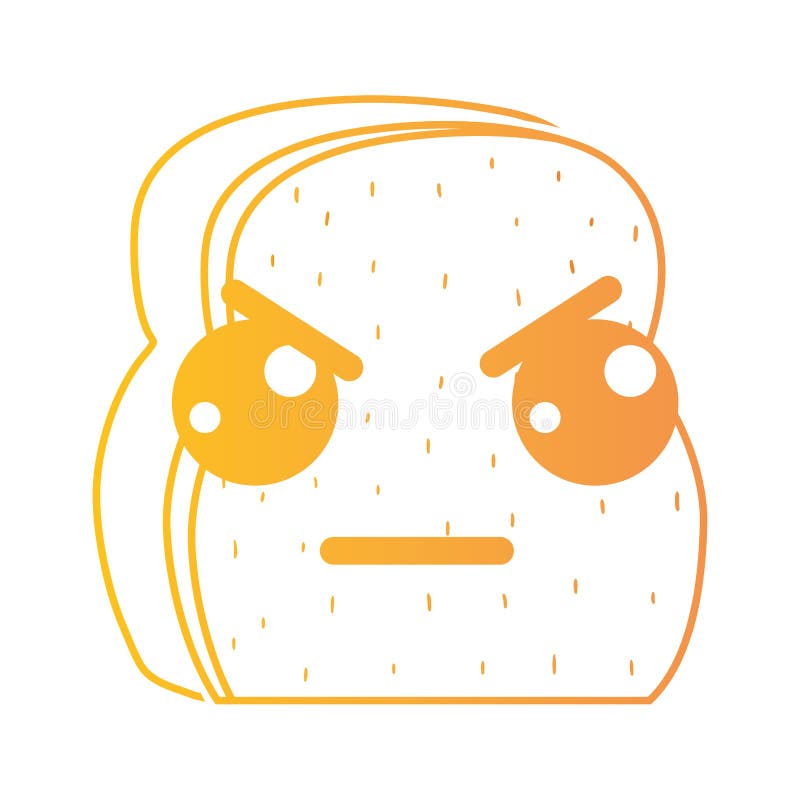 Linha pão irritado bonito da fatia do kawaii ilustração royalty free Linha pão irritado bonito da fatia do kawaii ilustração royalty free