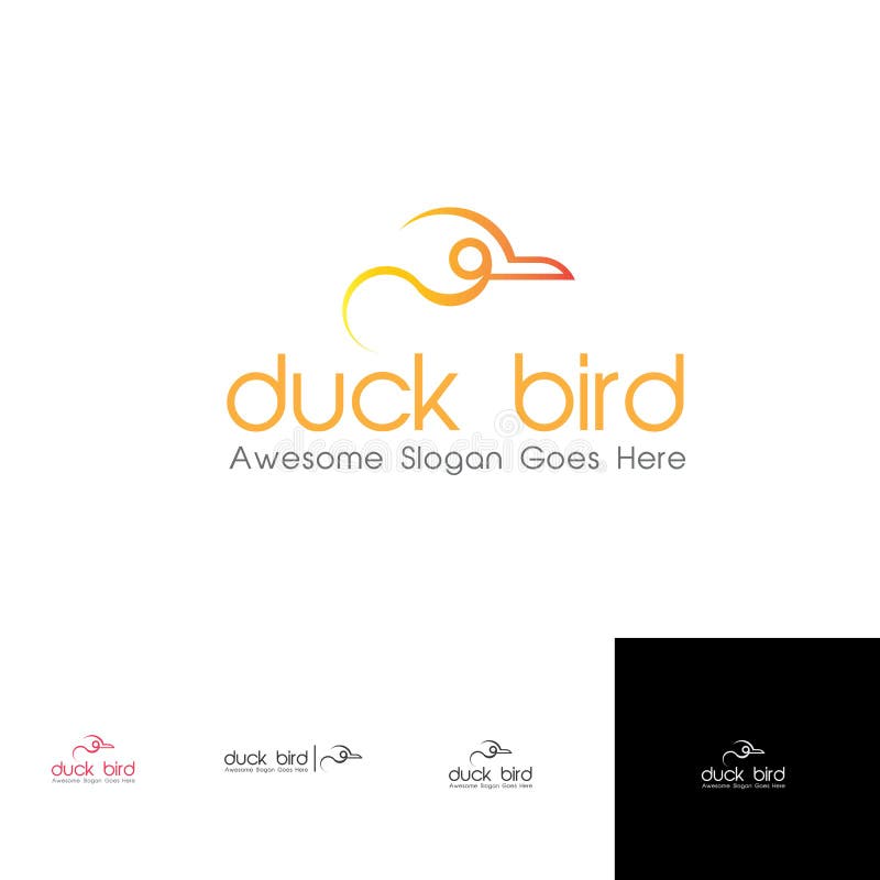 Linha simples Duck Bird Logo Template para o fastfood ilustração stock Linha simples Duck Bird Logo Template para o fastfood ilustração stock
