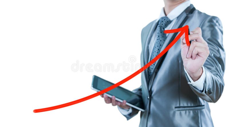 Linha vermelha da curva da tração do homem de negócios, estratégia empresarial imagem de stock Linha vermelha da curva da tração do homem de negócios, estratégia empresarial imagem de stock