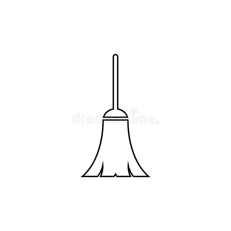 Linha vetor da vassoura do ícone ilustração royalty free Linha vetor da vassoura do ícone ilustração royalty free