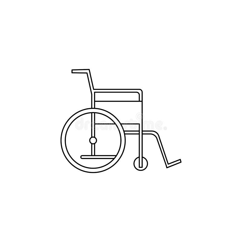 Linha ícone da cadeira de rodas O elemento da medicina utiliza ferramentas o ícone Projeto gráfico da qualidade superior Sinais, ilustração do vetor Linha ícone da cadeira de rodas O elemento da medicina utiliza ferramentas o ícone Projeto gráfico da qualidade superior Sinais, ilustração do vetor