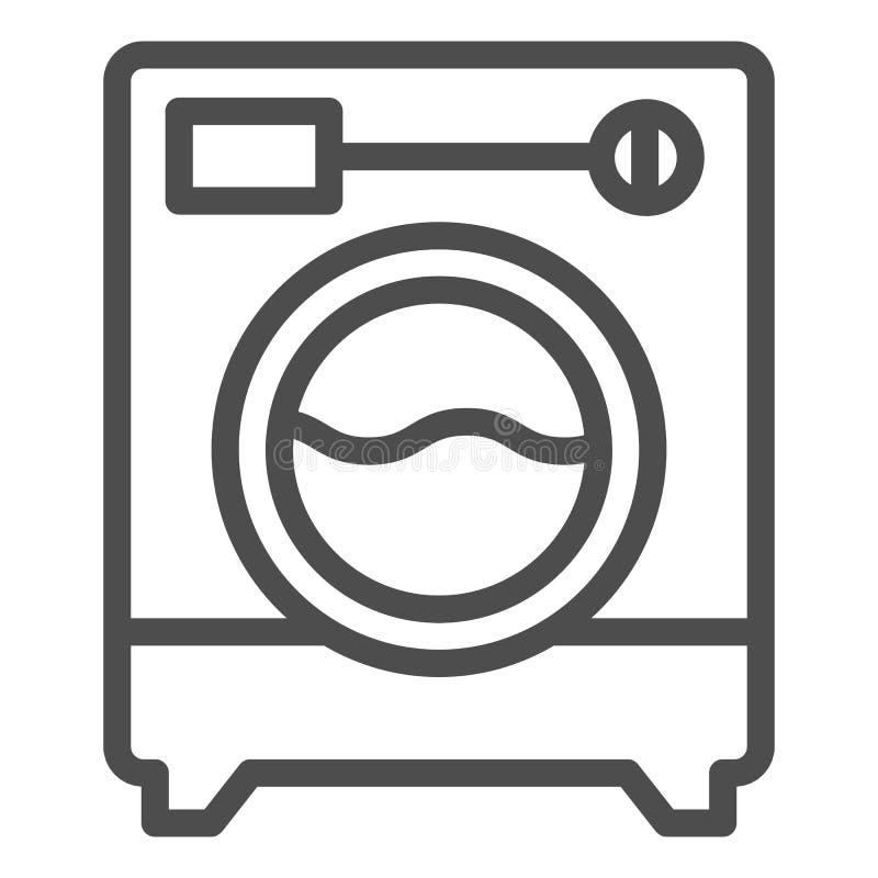 Linha ícone da máquina de lavar Ilustração do vetor do dispositivo isolada no branco Projeto do estilo do esboço da arruela, proj ilustração stock Linha ícone da máquina de lavar Ilustração do vetor do dispositivo isolada no branco Projeto do estilo do esboço da arruela, proj ilustração stock