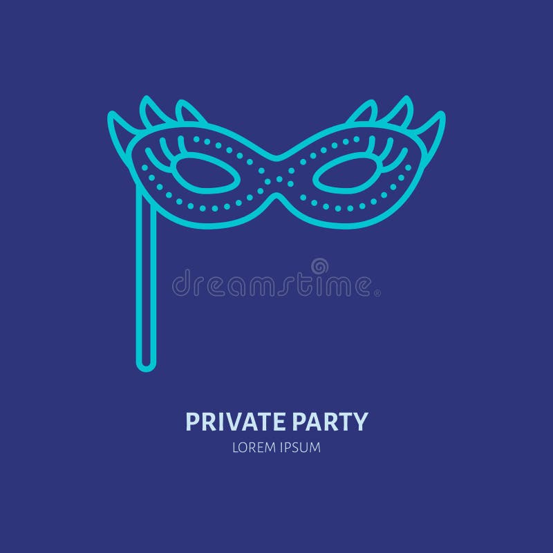 Linha ícone da máscara protetora do carnaval Vector o logotipo para o serviço da festa privada ou a agência do evento Ilustração ilustração royalty free Linha ícone da máscara protetora do carnaval Vector o logotipo para o serviço da festa privada ou a agência do evento Ilustração ilustração royalty free