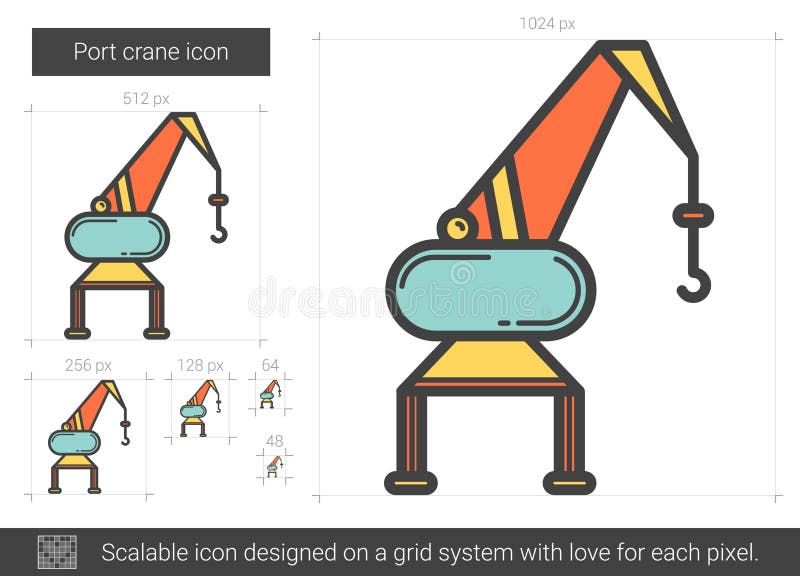 Linha ícone do guindaste do porto ilustração stock Linha ícone do guindaste do porto ilustração stock