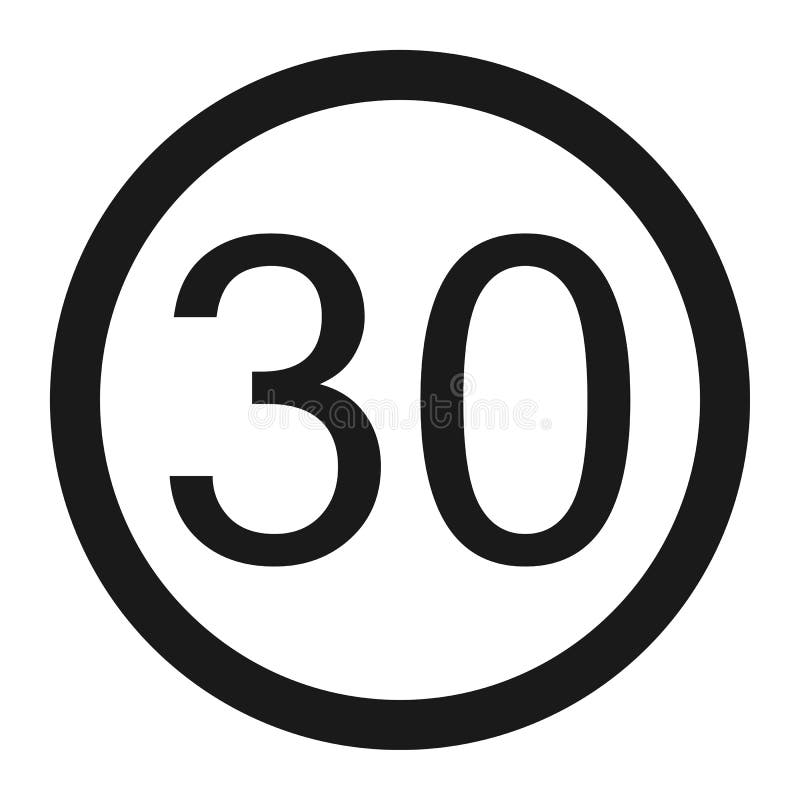Linha ícone do sinal do limite de velocidade máxima 30 ilustração stock Linha ícone do sinal do limite de velocidade máxima 30 ilustração stock