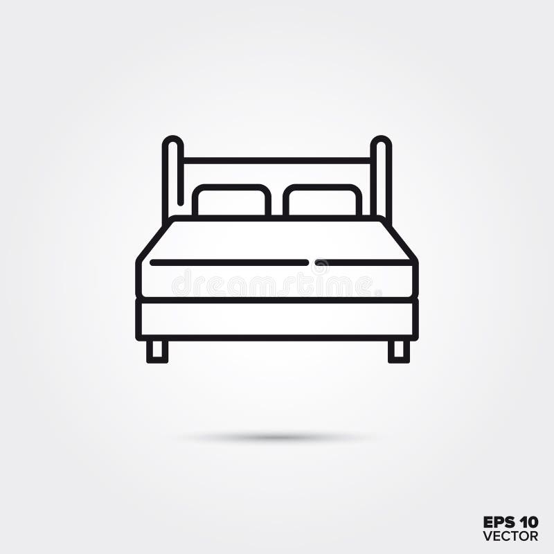 Linha ícone do vetor da cama de casal ilustração stock Linha ícone do vetor da cama de casal ilustração stock