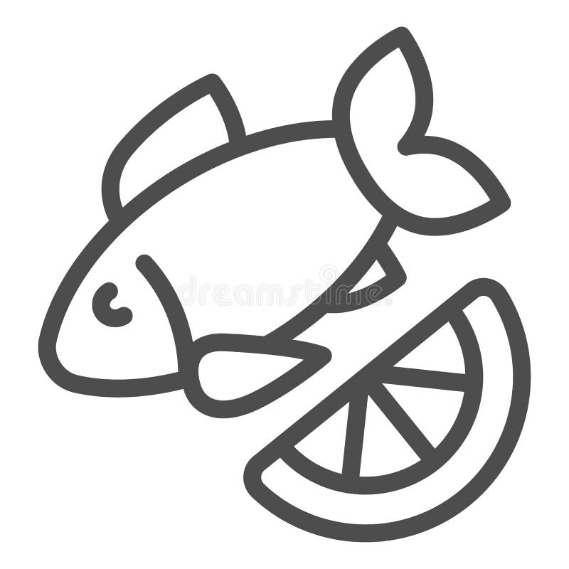 Linha ícone dos peixes e do limão Ilustração do vetor da culinária isolada no branco Projeto do estilo do esboço do marisco, proj ilustração do vetor Linha ícone dos peixes e do limão Ilustração do vetor da culinária isolada no branco Projeto do estilo do esboço do marisco, proj ilustração do vetor