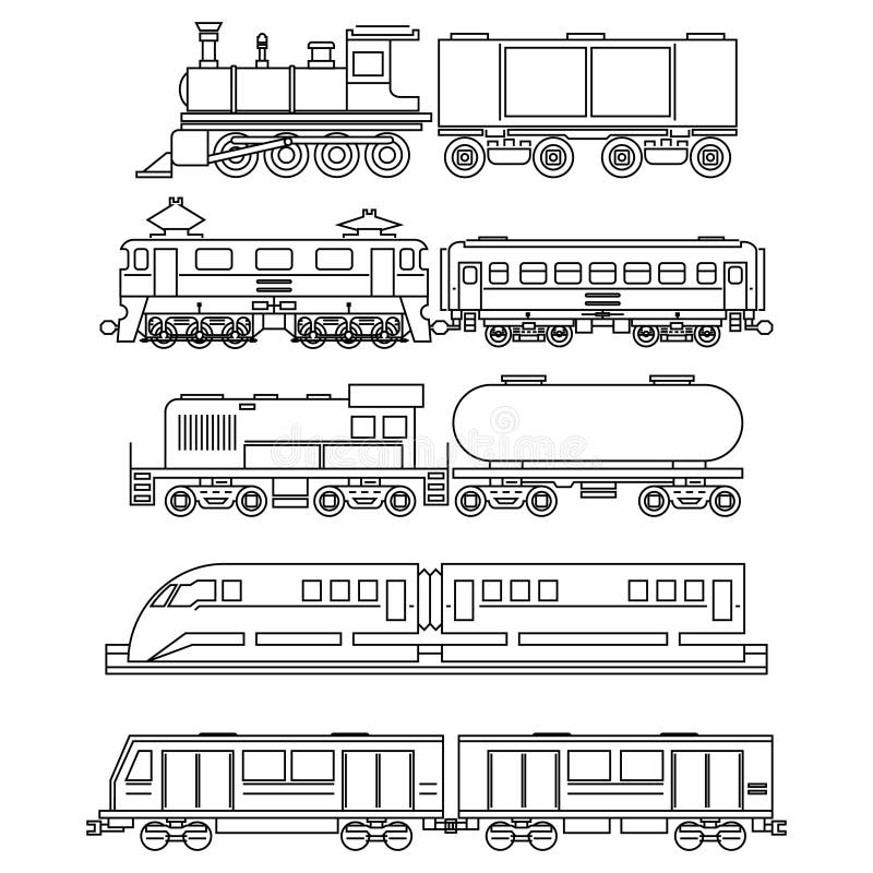 Linha ícones do trem da arte
