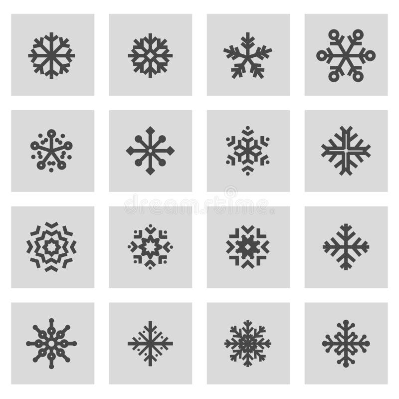 Linha ícones do vetor do floco de neve ajustados ilustração stock