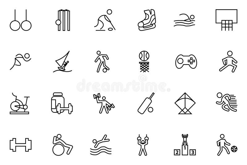 Linha ícones 4 do vetor dos esportes ilustração do vetor Linha ícones 4 do vetor dos esportes ilustração do vetor