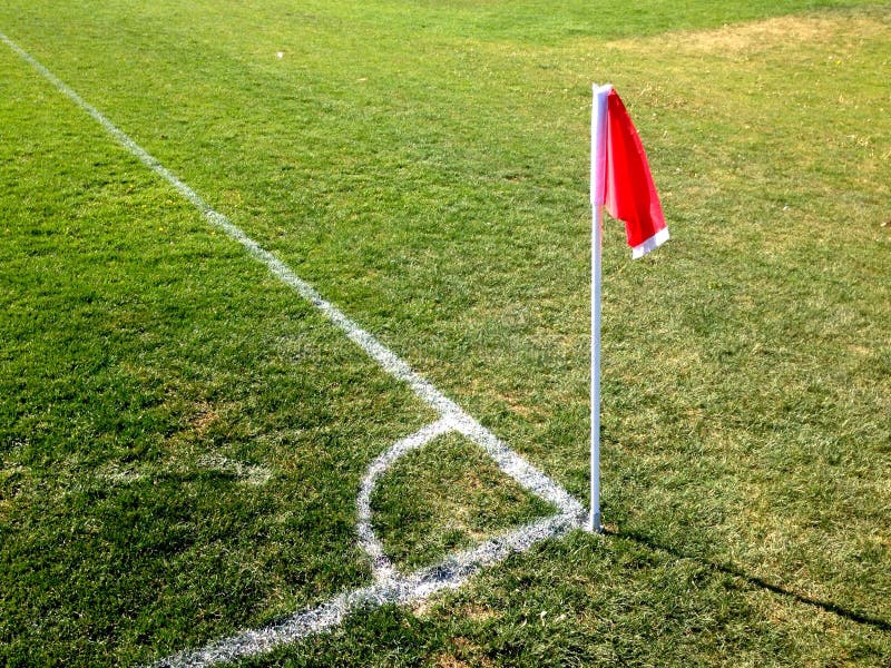 Linhas de canto da bandeira e de limite do futebol
