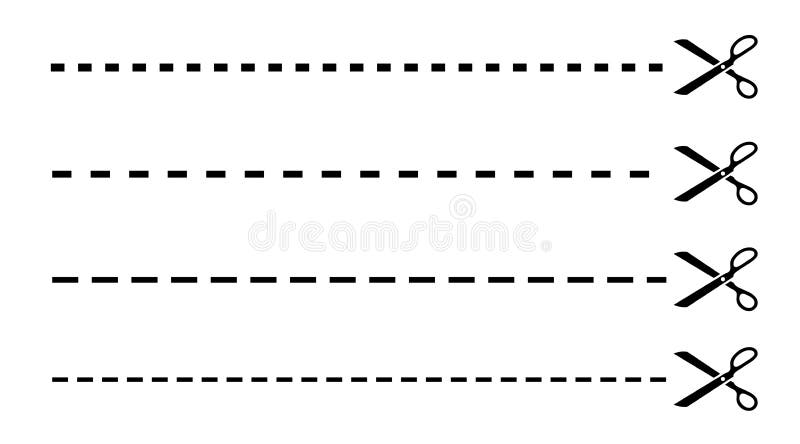 Linhas de corte com tesouras ilustração stock Linhas de corte com tesouras ilustração stock