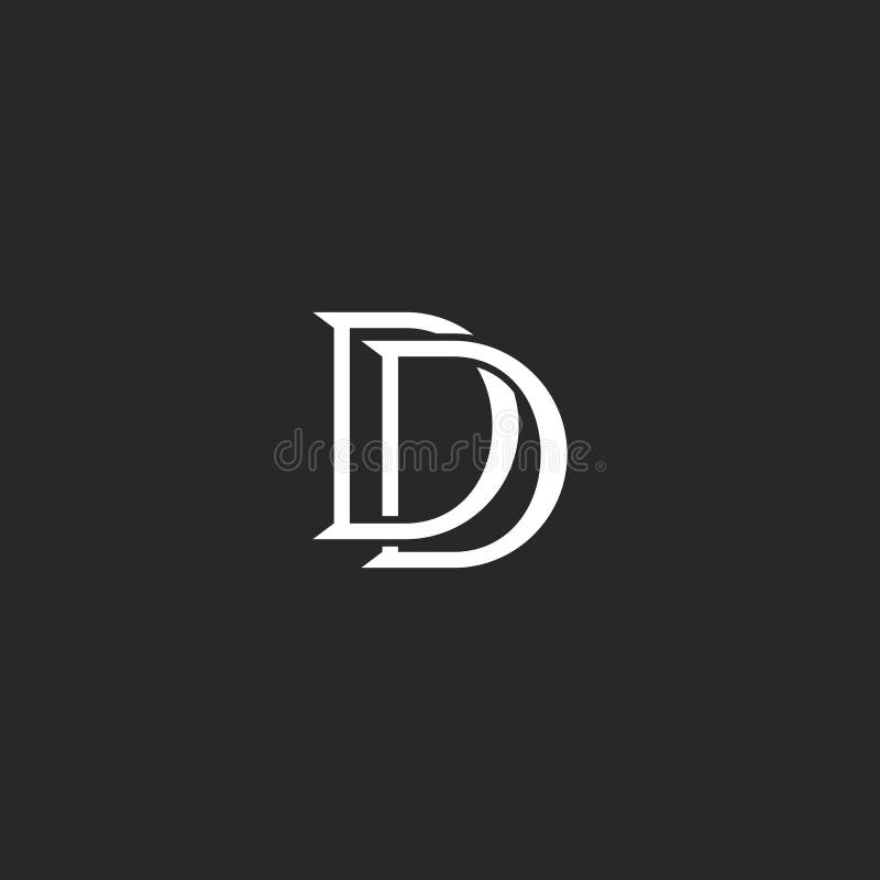 Linhas de tecelagem estilo preto e branco do monograma do logotipo do DD das iniciais das letras, logotype do convite do casament