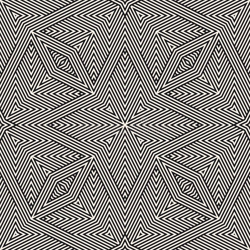 Linhas geométricas teste padrão sem emenda Fundo preto e branco abstrato do vetor ilustração royalty free Linhas geométricas teste padrão sem emenda Fundo preto e branco abstrato do vetor ilustração royalty free