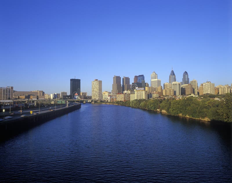 Linia horyzontu Filadelfia od Schuylkill rzeki, PA