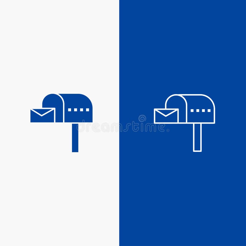 Linie cutie poștală de e-mail pentru cutia poștală și linie de banner albastru pentru pictogramă solidă și linie de banner albastr royalty free illustration