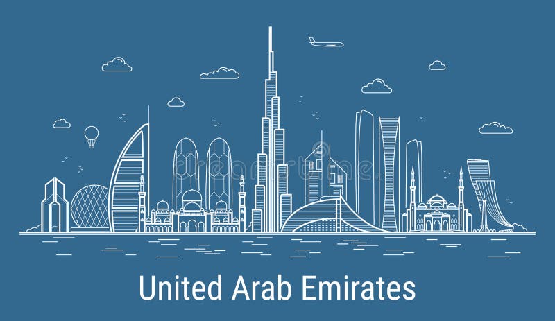 Linie Kunstvektorillustration der Vereinigten Arabischer Emirate