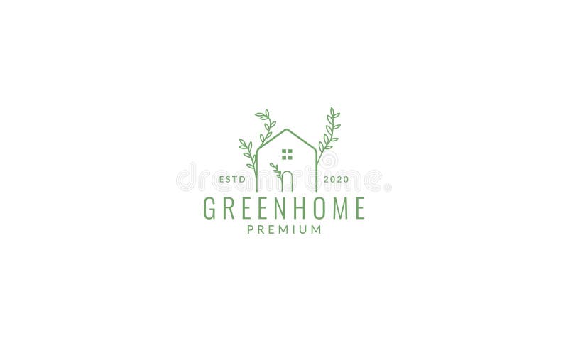 Linie minimalistă pentru casă cu design pentru pictograma vectorială a siglei arborelui frunzelor vector illustration