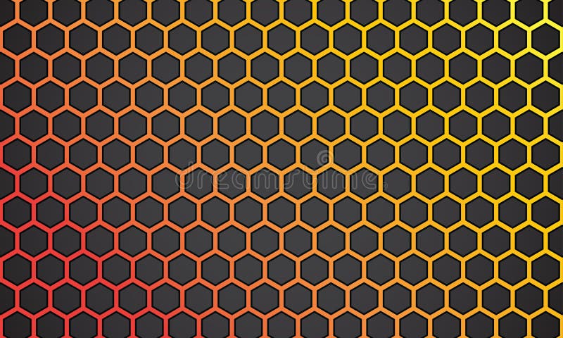 Linie portocalie galbenă cu imagine vectorială hexagon cu fond negru vector illustration