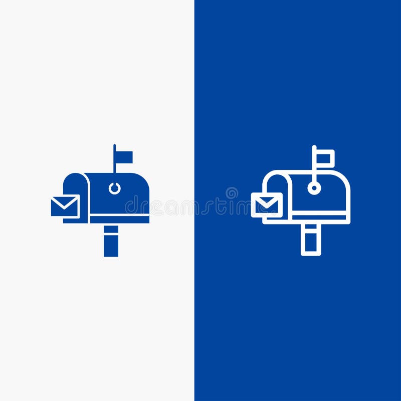 Linie poștală poștală poștală poștală poștală poștală poștală poștală poștală poștală și linie banner albastru pictogramă solidă g royalty free illustration