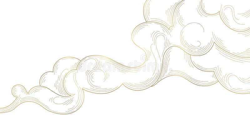 Linie vectorială fum nor ilustrație aurie. Abstract lux flux ondulat design premium curbă dinamică de fundal. royalty free stock photos