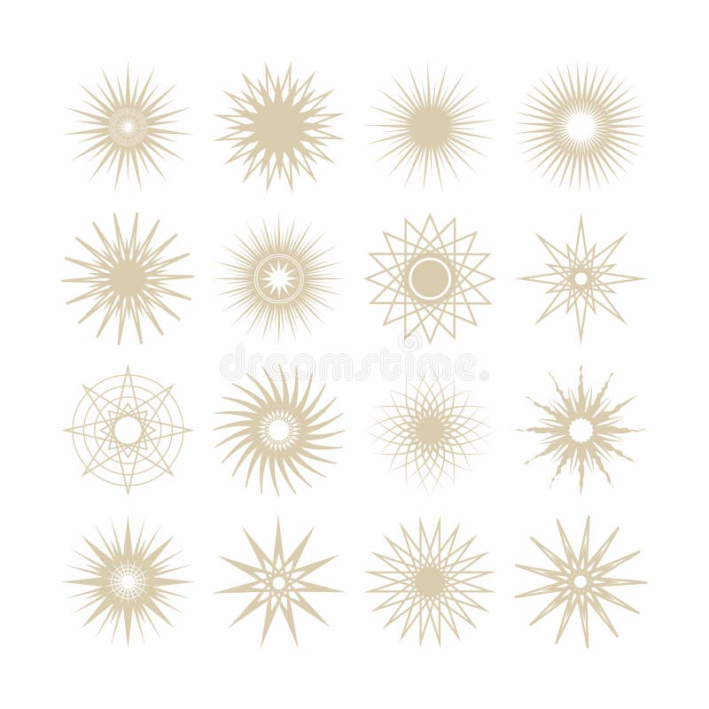 Linien- und Schattenbildgeometrische Polygrammbeigesternikonen eingestellt stock abbildung Linien- und Schattenbildgeometrische Polygrammbeigesternikonen eingestellt stock abbildung
