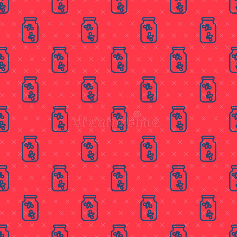 Linii albastre afișează erori într-o pictogramă dintr-un borcan, model fără sudură, izolat pe fond roșu. vector stock illustration