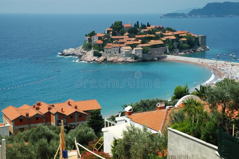linii brzegowej Montenegro peninsule Stefan sveti fotografia royalty free linii brzegowej Montenegro peninsule Stefan sveti fotografia royalty free