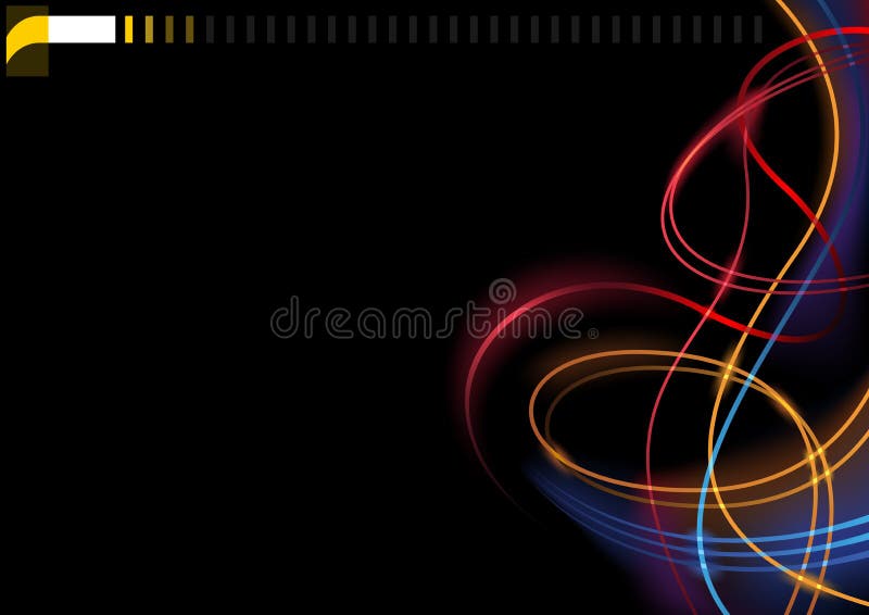 Linii colorate abstracte de strălucire pe fond negru stock illustration