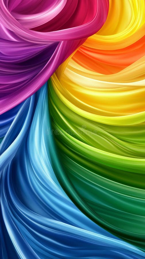 Linii colorate netede care se învârte și se intersectează formând un model curcubeu abstract dinamic și vibrant, ideal pentru stock photo