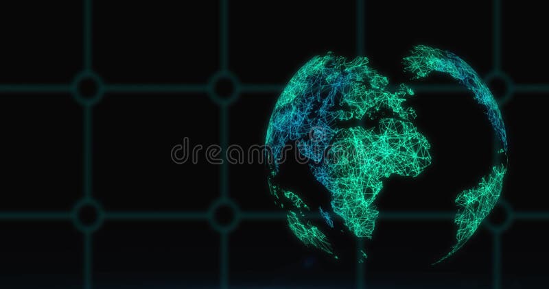 Linii strălucitoare de rețea pe globul digital, reprezentând conectivitatea tehnologică globală stock illustration