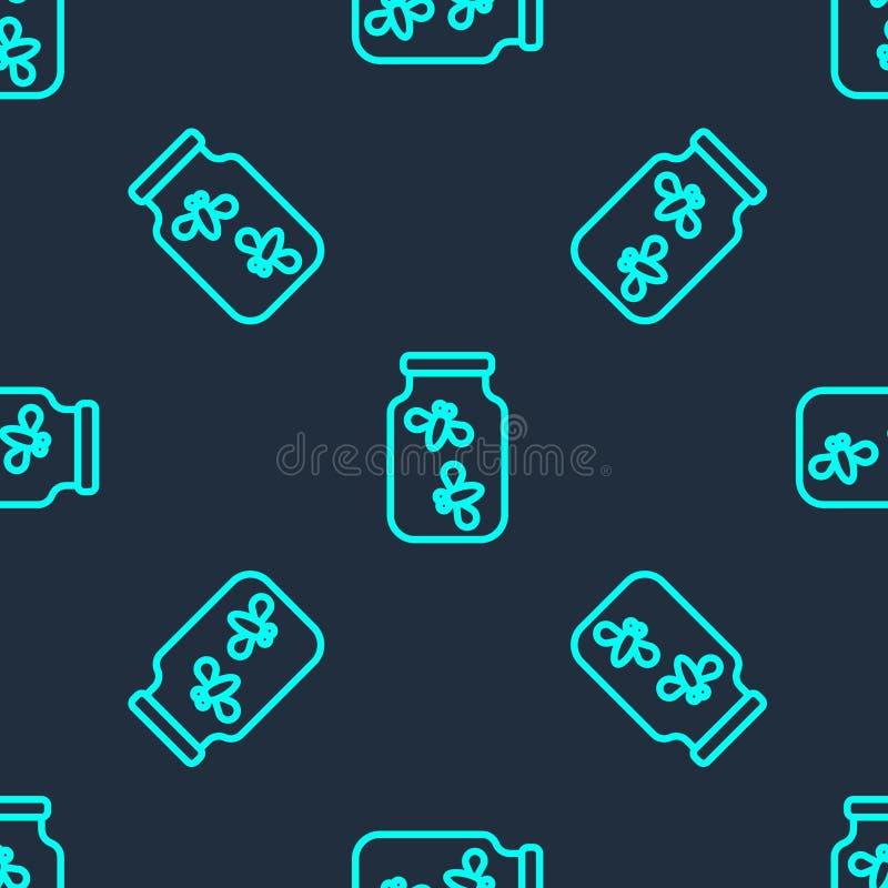 Linii verzi afișează bug-uri într-o pictogramă dintr-un borcan, model fără sudură, izolat pe fond albastru. vector illustration