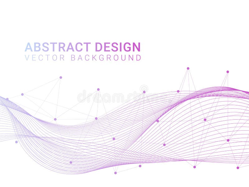 Linii și puncte abstracte. Undele de date conectează elemente roz pe fond alb. model de flux abstract mare pentru știință sau stock illustration