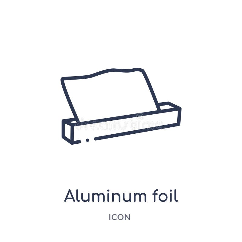 Liniowa aluminiowej folii ikona od Kuchennej kontur kolekcji Cienieje kreskową aluminiowej folii ikonę odizolowywającą na białym ilustracja wektor Liniowa aluminiowej folii ikona od Kuchennej kontur kolekcji Cienieje kreskową aluminiowej folii ikonę odizolowywającą na białym ilustracja wektor