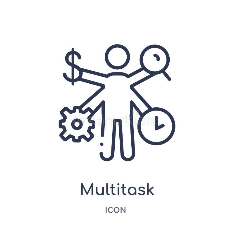 Liniowa multitask ikona od dział zasobów ludzkich konturu kolekcji Cienieje kreskową multitask ikonę odizolowywającą na białym tl ilustracja wektor Liniowa multitask ikona od dział zasobów ludzkich konturu kolekcji Cienieje kreskową multitask ikonę odizolowywającą na białym tl ilustracja wektor