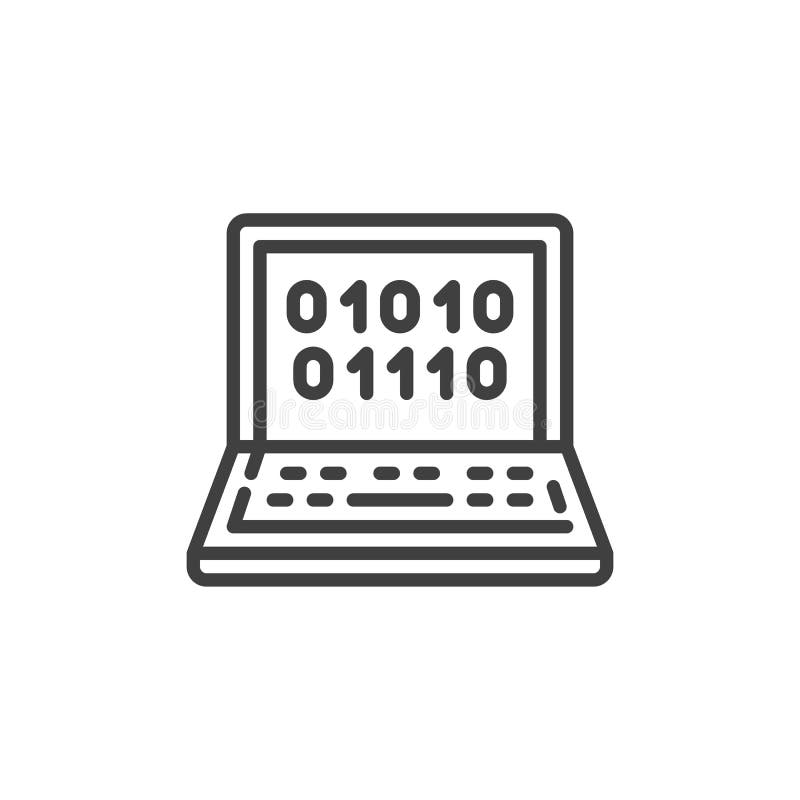 Linje för binär kod för dator symbol vektor illustrationer