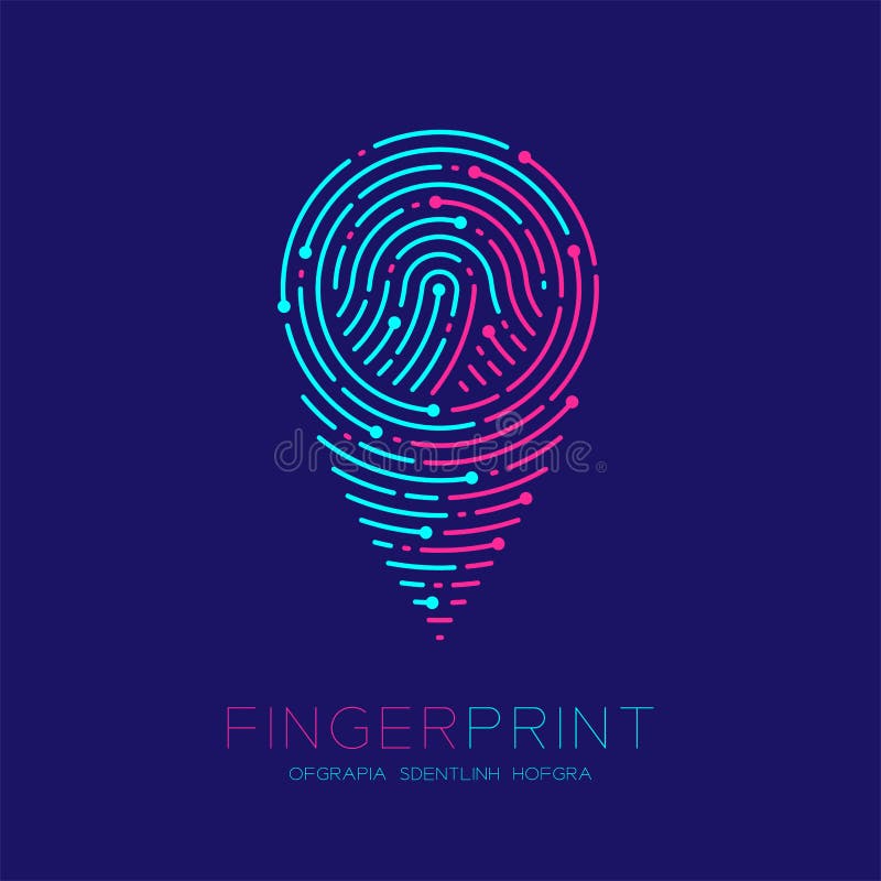 Linje för streck för logo för modell för bildläsning för fingeravtryck för form för GPS navigatörsymbol, digitalt översiktspekare vektor illustrationer