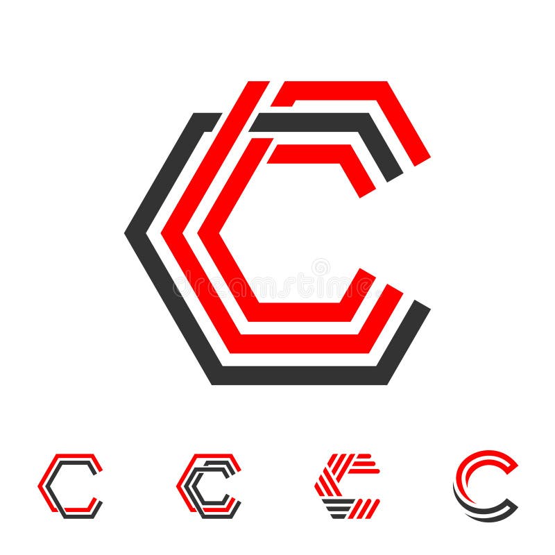 LINJE LOGO FÖR BOKSTAV C vektor illustrationer