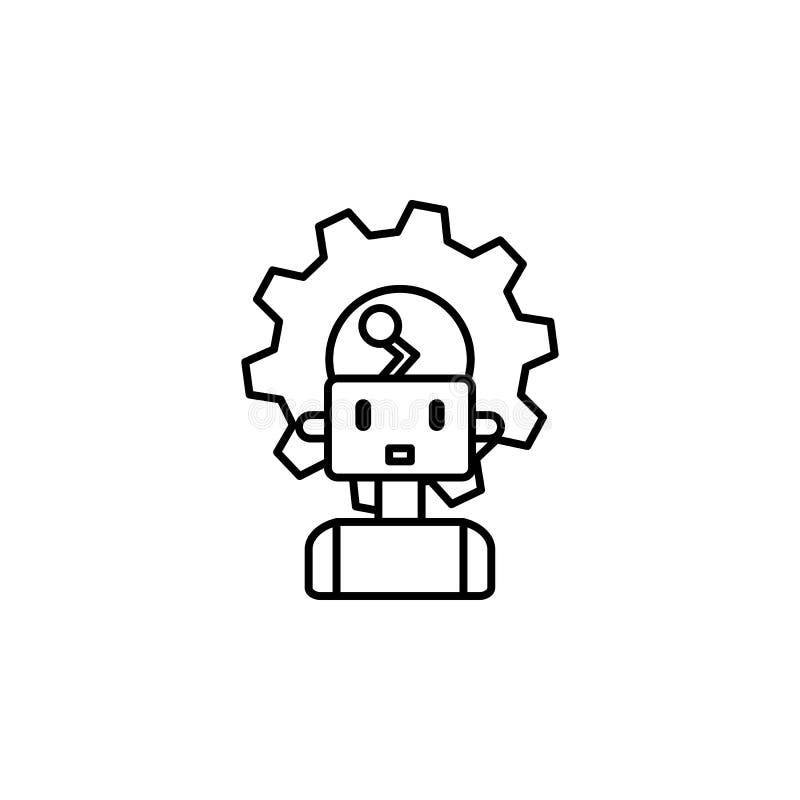 Linje symbol för begrepp för maskinrobot smart Enkel beståndsdelillustration Design för symbol för översikt för maskinrobotbegrep royaltyfri illustrationer Linje symbol för begrepp för maskinrobot smart Enkel beståndsdelillustration Design för symbol för översikt för maskinrobotbegrep royaltyfri illustrationer